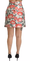 White Green Red Floral High Waist Mini Skirt 5