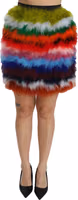 Red Blue High Waist Mini Feather Skirt 1