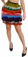 Red Blue High Waist Mini Feather Skirt 5