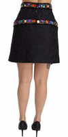 Black Crystal Embellished High Waist Skirt 4