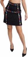 Black Crystal Embellished High Waist Skirt 5