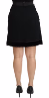 Black A-line High Waist Mini Viscose Skirt 1