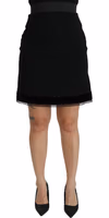 Black A-line High Waist Mini Viscose Skirt 3