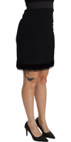 Black A-line High Waist Mini Viscose Skirt 4
