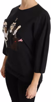 Black #dgfamily Top T-shirt Silk Blouse 2