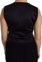 Black Pink Floral Waistcoat Vest Blouse Top 3