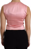 Pink Gold Brocade Waistcoat Vest Blouse Top 3