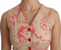 Pink Gold Brocade Waistcoat Vest Blouse Top 4