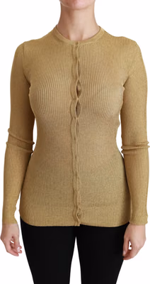 Gold Long Sleeve Cardigan Viscose Sweater