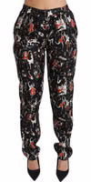 Black Silk Instrument Mid Waist Pants 1