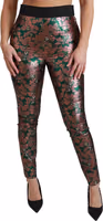 Green Bronze Leaf Tights Skinny Pants 1