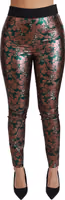 Green Bronze Leaf Tights Skinny Pants 2