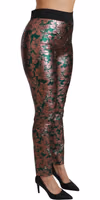 Green Bronze Leaf Tights Skinny Pants 3