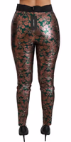 Green Bronze Leaf Tights Skinny Pants 5