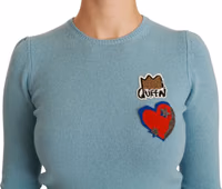 Blue Wool Queen Heart Pullover Sweater 5