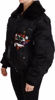 Black Queen Crown Sequined Bomber Jacket 1