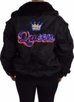 Black Queen Crown Sequined Bomber Jacket 2