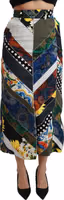 Multicolor Silk Geometric High Waist Maxi Skirt 1