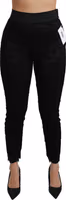 Black Lace Skinny High Waist Cotton Pants 2
