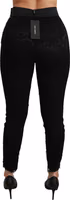 Black Lace Skinny High Waist Cotton Pants 5