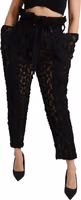 Black Floral Lace Tapered High Waist Pants 4