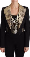 Black Jacquard Vest Blazer Coat Wool Jacket 1