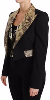 Black Jacquard Vest Blazer Coat Wool Jacket 3