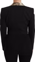Black Jacquard Vest Blazer Coat Wool Jacket 4