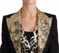 Black Jacquard Vest Blazer Coat Wool Jacket 5
