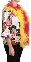 White Floral Coat Capte Fur Roses Jacket 2