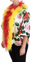 White Floral Coat Capte Fur Roses Jacket 3