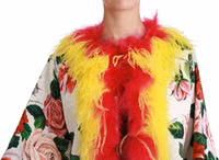 White Floral Coat Capte Fur Roses Jacket 5