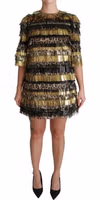 Polyester Black Gold Leopard Shift Mini Dress 2
