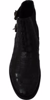 Black Crocodile Leather Derby Boots Shoes 2