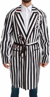 Black Coat Nightgown  White Cotton Robe 1