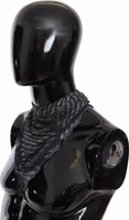 Black Gray Viscose Foulard Branded Scarf 1
