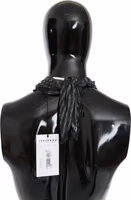 Black Gray Viscose Foulard Branded Scarf 2