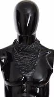 Black Gray Viscose Foulard Branded Scarf 5