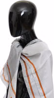 Gray Red Silk Shawl Foulard Wrap Scarf 1
