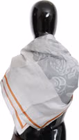 Gray Red Silk Shawl Foulard Wrap Scarf 2