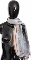 Gray Red Silk Shawl Foulard Wrap Scarf 3
