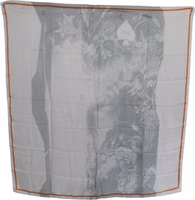Gray Red Silk Shawl Foulard Wrap Scarf 4