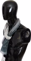 Gray Wool Viscose Foulard Patterned Branded Scarf 1