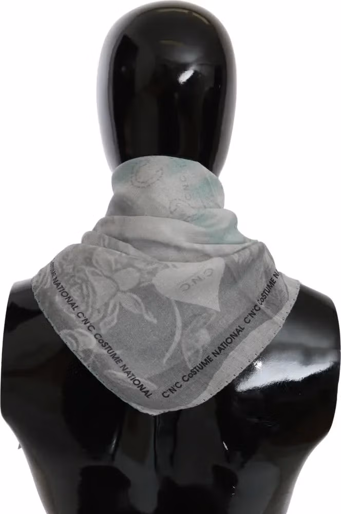 Gray Silk Shawl Foulard Wrap Scarf