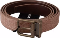 Beige Exotic Skin Gold Buckle Leather Belt 1