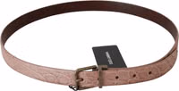 Beige Exotic Skin Gold Buckle Leather Belt 3