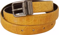 Yellow Exotic Skin Leather Grey Buckle Belt 1