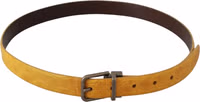 Yellow Exotic Skin Leather Grey Buckle Belt 2