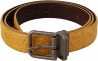 Yellow Exotic Skin Leather Grey Buckle Belt 3