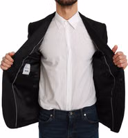 Black Slim Fit Coat Jacket MARTINI Blazer 3
